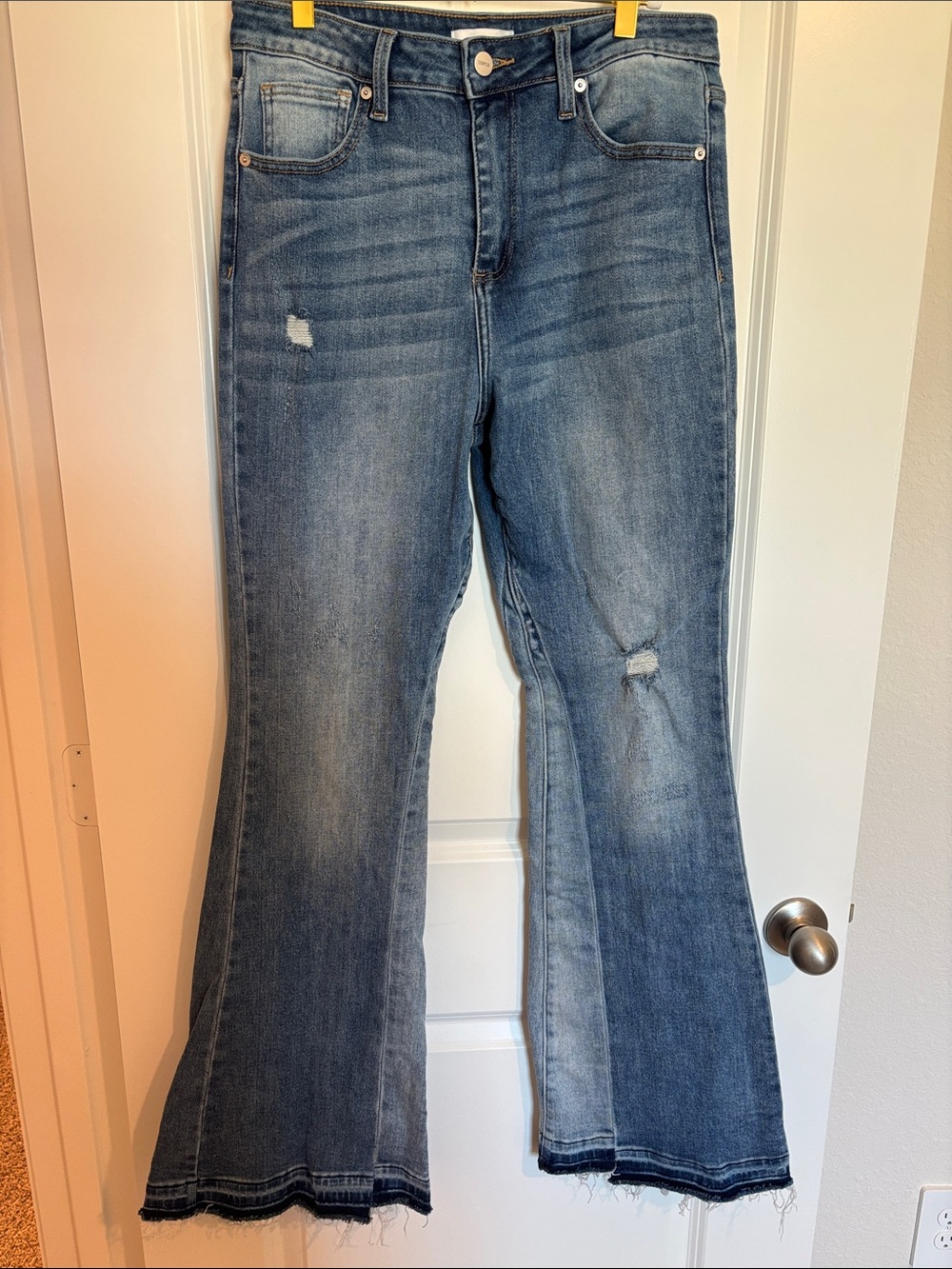 Women's Blue Distressed Bootcut Jeans